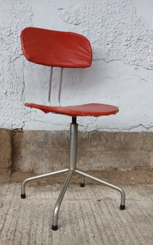 Office Chair Swivel Chair 70er Vintage Executive Chair Red Chrome Architects