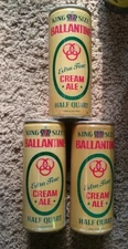 3 VINTAGE Ballentine EXTRA FINE CREAM ALE 16 oz FORGED STEEL EMPTY Beer Cans 