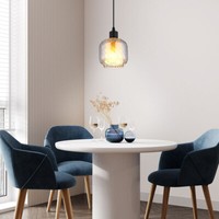 Pendelleuchte HäNgeleuchte Esszimmerlampe Schwarz Matt Opal Rauchglas E27 KüChe