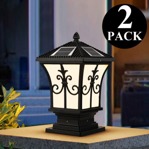 2 PACK Outdoor Post Lights Solar Lamp Post Light Fixture Post Lantern for Garden