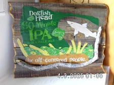 Handmade Wooden Dogfish Head 60 Minute IPA Sign 2025 With Driftwood