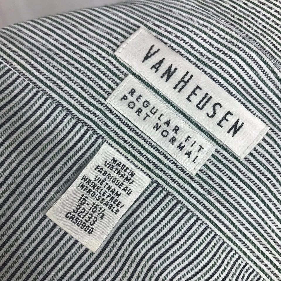 Camisa Van Heusen Para Hombre Ajuste Regular Puerto Normal Botón Frontal Sin Arrugas 16/16.5 Foto 4 de 4