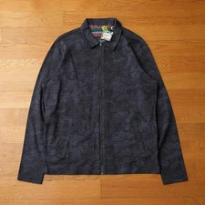 Robert Graham Stockdale Shirt Jacket L Classic Fit Indigo Pattern Zip Front NWT