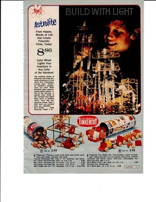 1969 HASBRO ASTROLITE BLOCKS - FUNNY PUMPER - TINKERTOY TOYS CATALOG PRINT AD