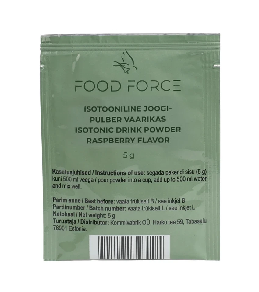 FOOD FORCE 20 x Isotonic Raspberry Drinks Sachets - Ration - MRE - Hiking- Fishing - DOFE