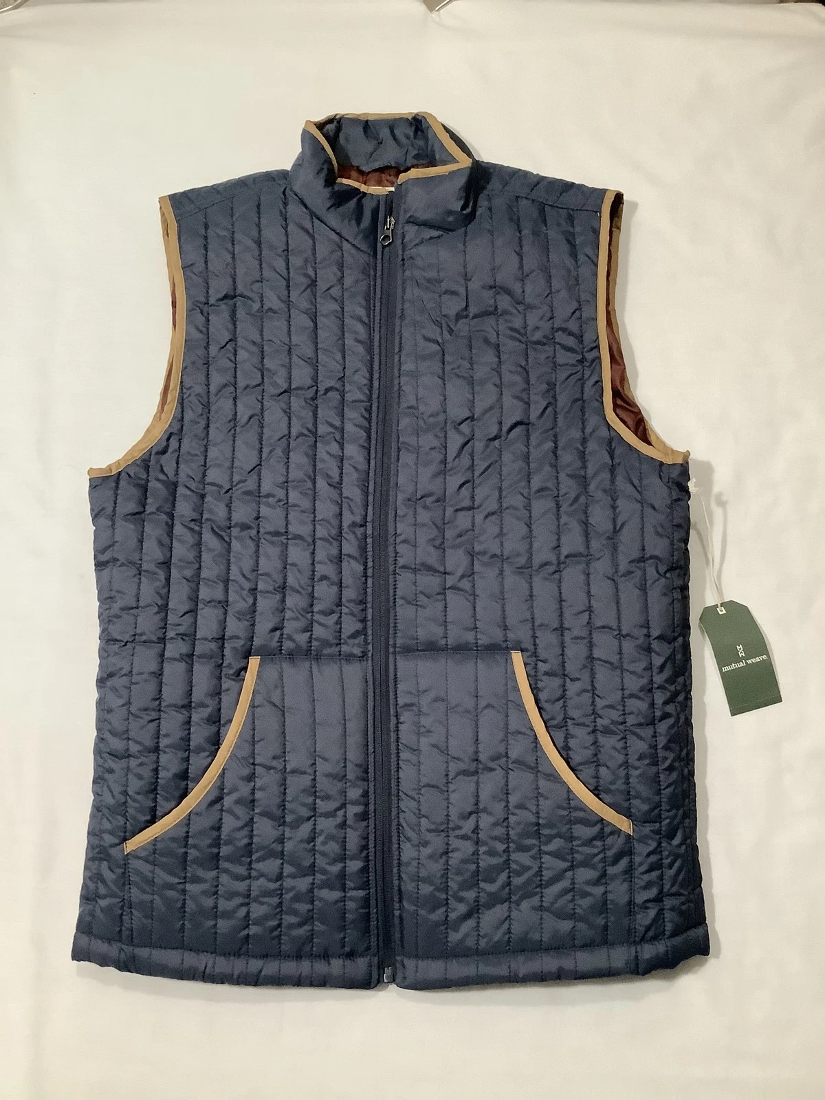 Mutual Weave Vest Mens Medium Ombre Blue Quilted Recycled Polyester Outdoor New