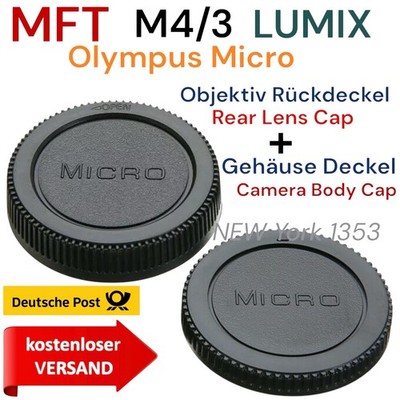 M 4/3  Lumix  Olympus Micro MFT Objektiv & Gehäuse Deckel , Lens & Body Cap