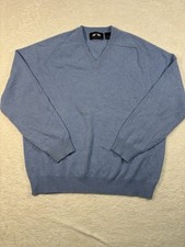 Woods  Gray Blue 100 Cashmere Sweater Mens XL V Neck Pullover Long Sleeve