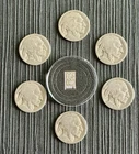 Lot of Circulated US Buffalo Nickel 5C Coins 1913-1938 + 1 GR .999FS Silver Bar