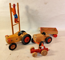 Tracteur Roulant En Bois Jouet DDR Avec Remorque Verhofa