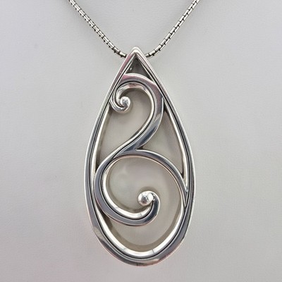 BRIGHTON 'Twinkle Loop' Necklace Swirl Openwork Round Box Chain Silver Plate 32''