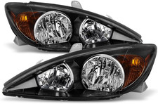 Black SE Style Headlights Driver Passenger Side for 2002 2003 2004 Toyota Camry