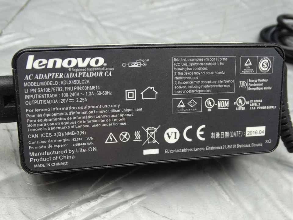 Cargador Adaptador de Corriente de CA Original Lenovo ADLX45DLC2A 20V 2.25A 65W (Lote de 7) Foto 3 de 4