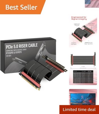 PCIE 5.0 Riser Cable - Vertical GPU Mount, Right Angle, 20cm Length for High-...