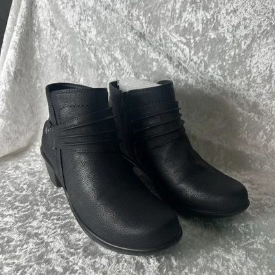 🆕 Easy Street Mujer’s Kory Negro Mate Botines Hebilla Correas Tacón Bloque Talla 7 - Imagen 1 de 4