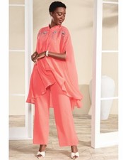 Sz M Ashro Peach Formal Wedding Church Cocktail Party Dora Pant Suit Set Outfit