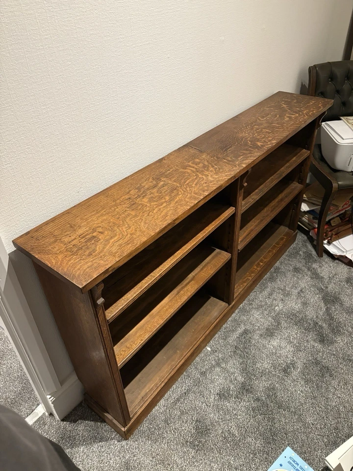 Antique Edwardian Oak Open Bookcase - Image 3 of 4