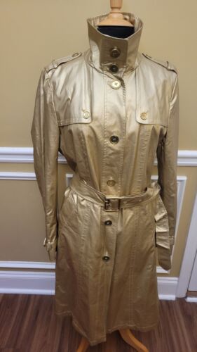 Burberry Metallic Gold Raincoat Size US 14/ M-L