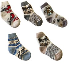 Socks Wool Handmade Winter 6-7Y Knitted Soft Warm Natural Toddler Kids Christmas