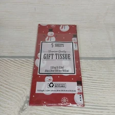 New! Red Snowman Gift Tissue Paper 5 Sheets 20x20" Christmas Presents Winter
