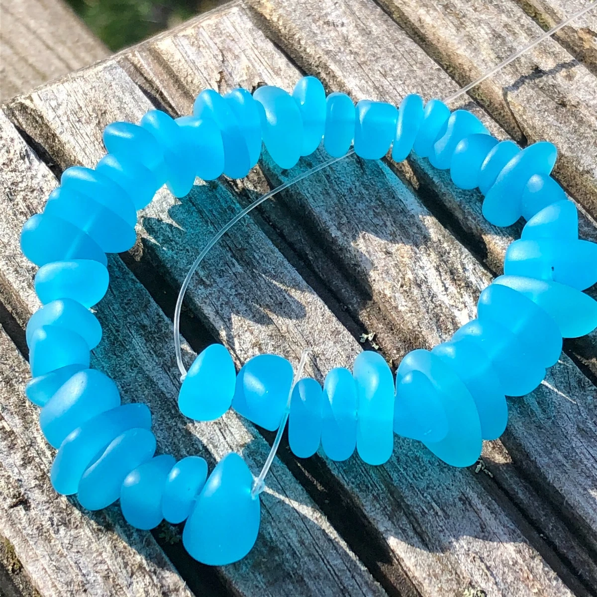 1 Strand Cultured Sea Glass Pebble Beads 6 9mm Drilled Turquoise