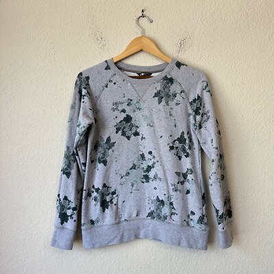 THE NORTH FACE Crew Neck Sweatshirt Womens M Darkest Spruce Floral French  Terry