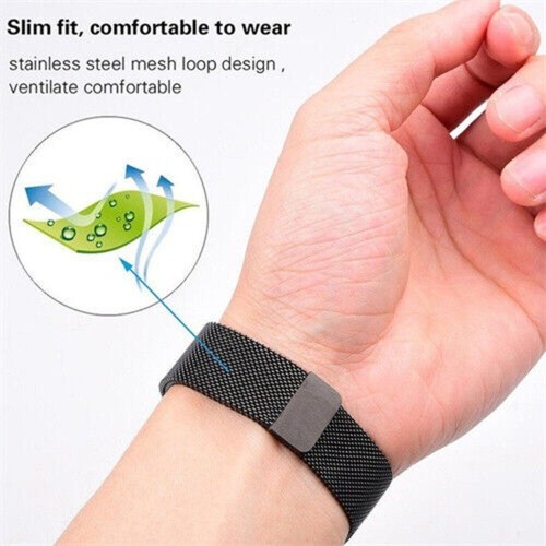 Magnetic Milanese Steel Mesh Breatheable Band Strap For Apple Watch 8 7 6 5 4 - Picture 3 of 5