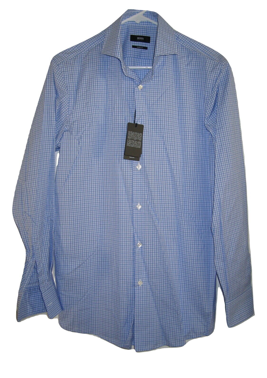NWT Blue HUGO BOSS Mens Sharp Fit Check 15 3 Dress Sales of SALE items from new works Shirt Gingham Purchase