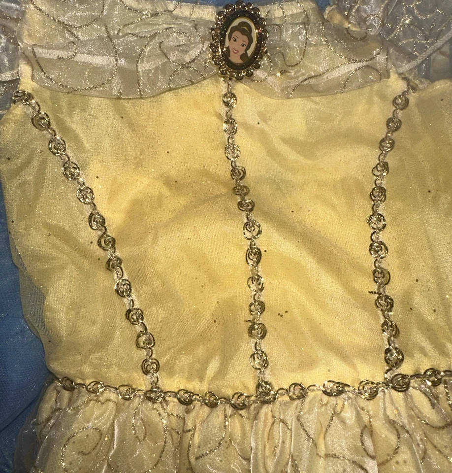 Girls Official Disney Dress Belle Beauty & The Beast XS 4/5 Gorgeous Detail - Image 3 of 4