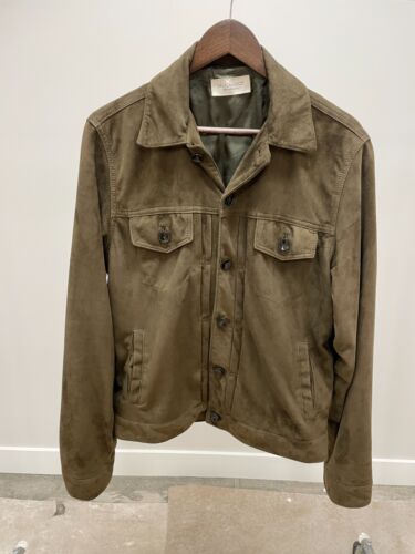 Officine Generale Liam Suede Trucker Jacket Size L Faded Olive | eBay
