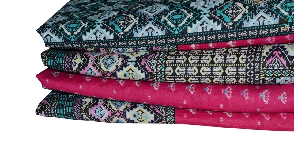 Indian Cotton Fabric 5 Yard Block Patchwork Print Loose Multi Running Craft - Image 3 of 4