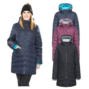 Trespass Homely Womens Padded Jacket Long Coat In Black Purple Navy Ebay