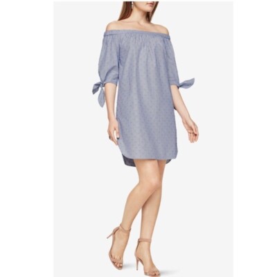 NWT BCBGMAXAZRIA CADENCE OFF SHOULDERS STRIPED SHIRT   DRESS SIZE M