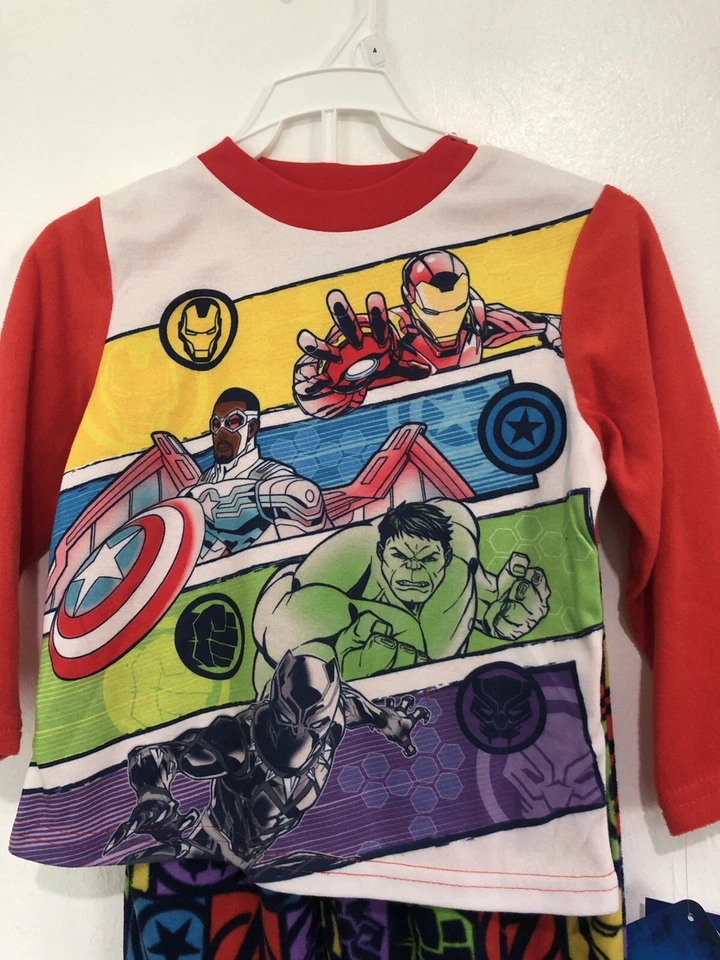 Marvel Mighty Avengers Boy's Flannel Super Hero Pajama Set S 4/6NWT - Image 3 of 4