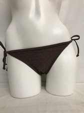 RVCA WOMEN'S TIE SIDE CHEEKY THREADED BIKINI SWIM BOTTOMS BROWN MEDIUM NEW  40