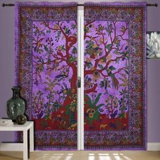 Indian Tree of Life Mandala Curtain Cotton Hippie Tapestry Decor Window Curtain