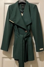 Ted Baker London Dark Green Rosess Wool Cashmere Blend Short Wrap Coat Uk 14 T4