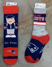 2 Pack NFL New England Patriots Socks Gift Dress Medium Double Deuce Flag Mascot