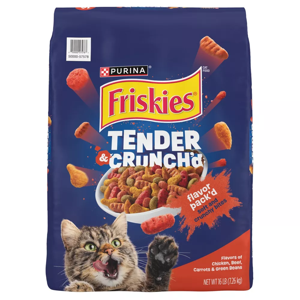 Friskies Chicken Beef Carrots Green Beans Adult Dry Cat Food 16lb Bag  