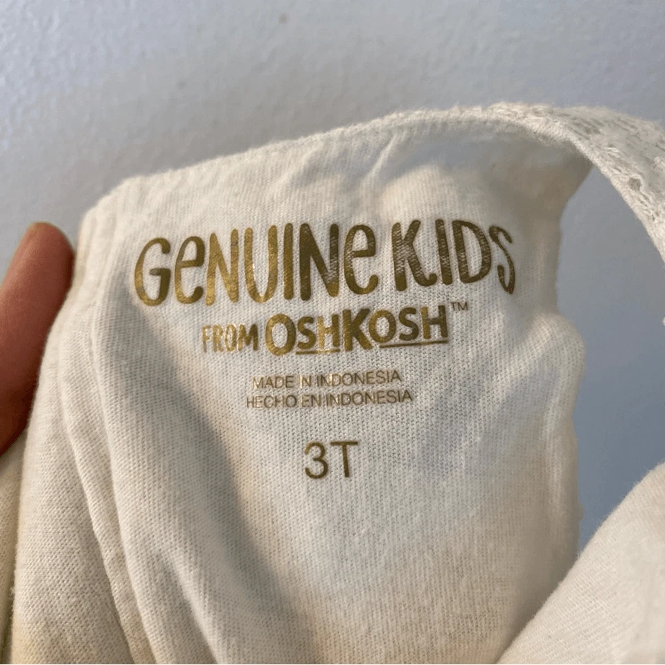 Vestido formal de encaje festoneado marfil para niñas cremallera dorada -3T Foto 4 de 4