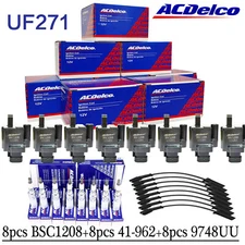 8 PCS Square Ignition Coil & Spark Plug Wire For Chevy GMC 4.8L 5.3L 6.0L 8.1L