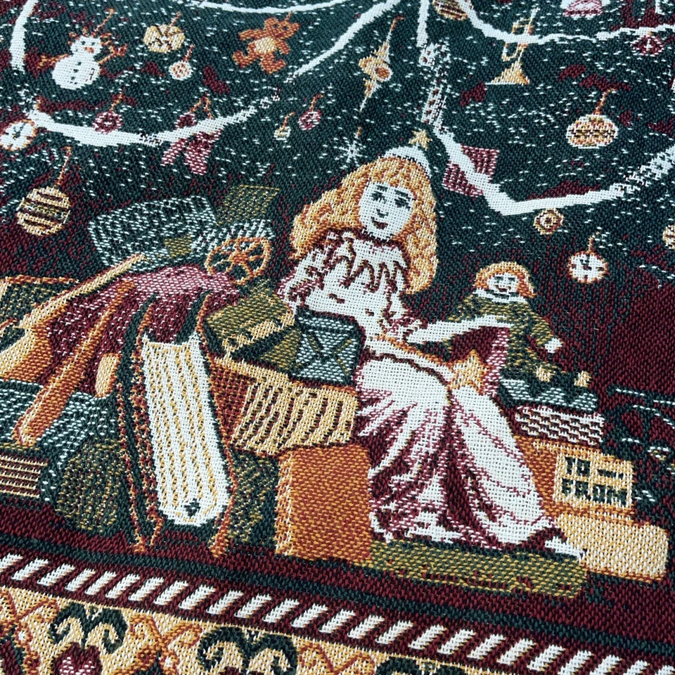 Woven Christmas Tree Throw Blanket Tapestry Goodwin Weavers USA 64x46” Cotton - Image 2 of 4