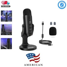 Podcast Microphone for PC, Noise Cancellation USB Mic with Gain, Volume Adjus...