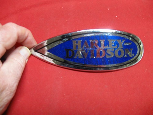 HARLEY DAVIDSON BLUE METALLIC TEARDROP EMBLEM WITH BLACK STRIPE