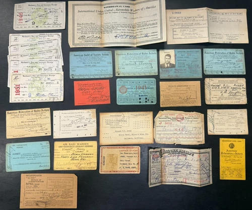 LOT OF Vtg Various Union member cards United Auto Workers others plus 1936-50s - product listing photo