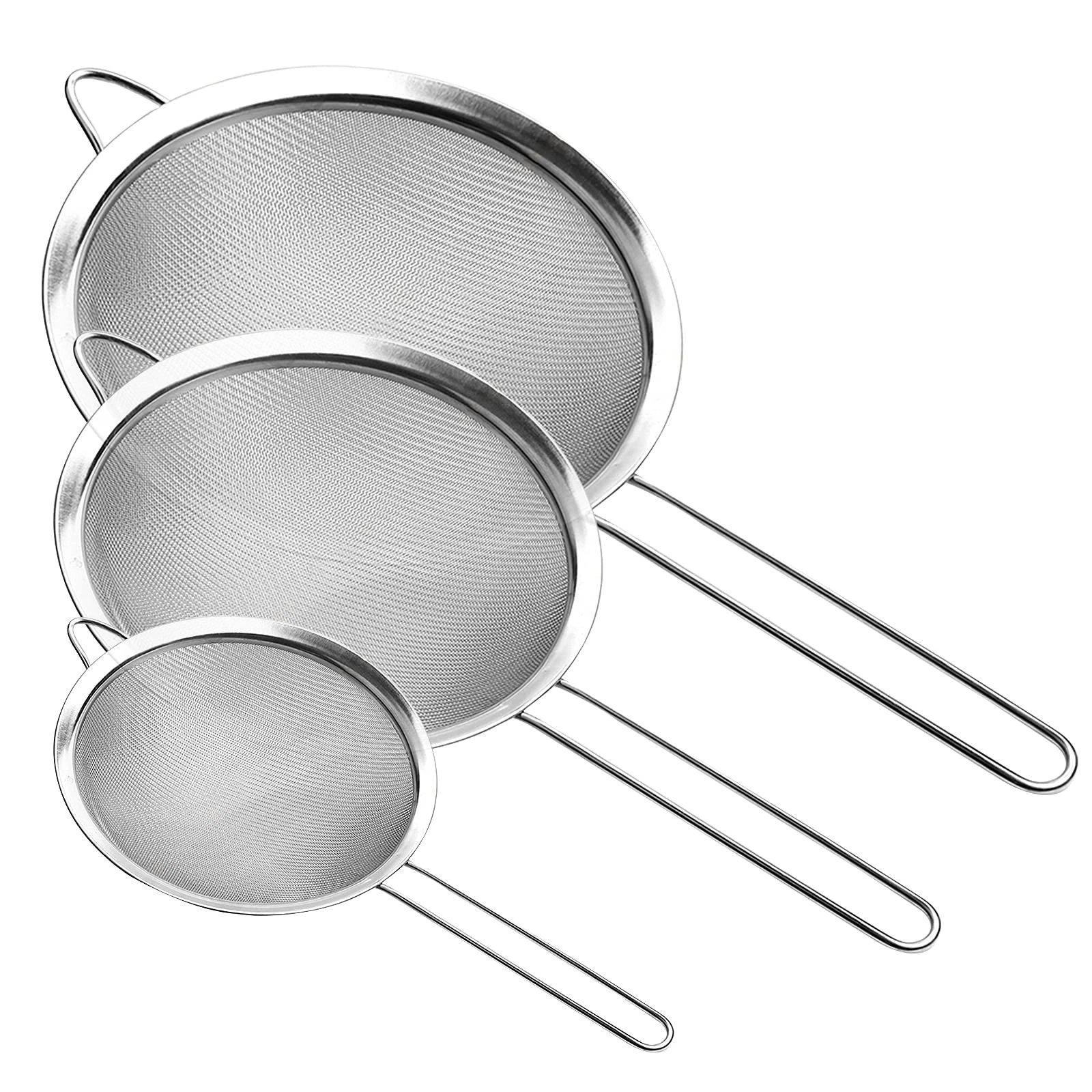 Supercenter Fine Mesh Strainer, Stainless Steel 3 pack, Silver