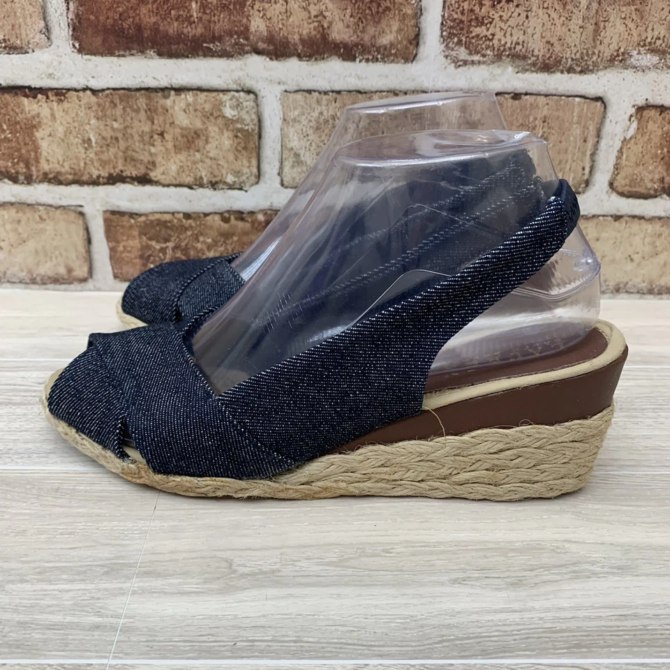 Lauren Ralph Lauren Camara Espadrille Wedge Sandals Heels Womens 7B Blue Denim - Image 3 of 4