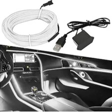 EL Wire Car Interior LED Strip Lights, 5V 16FT Neon Light Strip with Sewing Edge