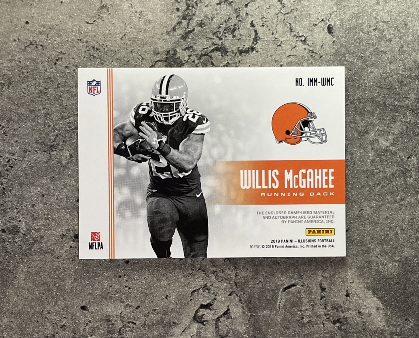 2019 Illusions Willis McGahee #IMM-WMC Immortalized Auto Game Used Relic Red /35 view 2