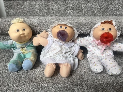 Cabbage Patch Kid Bean Butt Babies BBB's Set of 3 Dolls 2 Soft PACIFIER Babies!